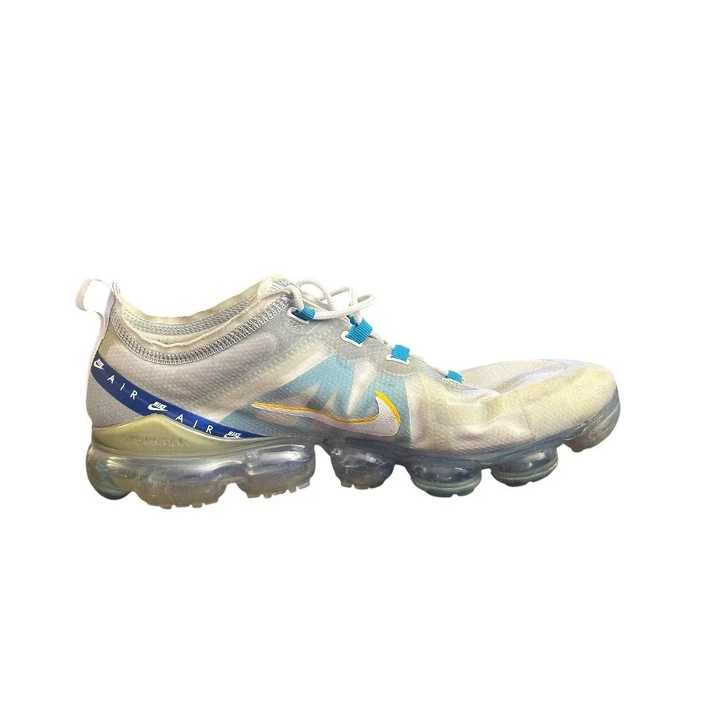 NIKE AIR VAPORMAX 2019 SHOES SIZE 11 MENS WHITE WOLF GREY BLUE UNIVERSITY GOLD